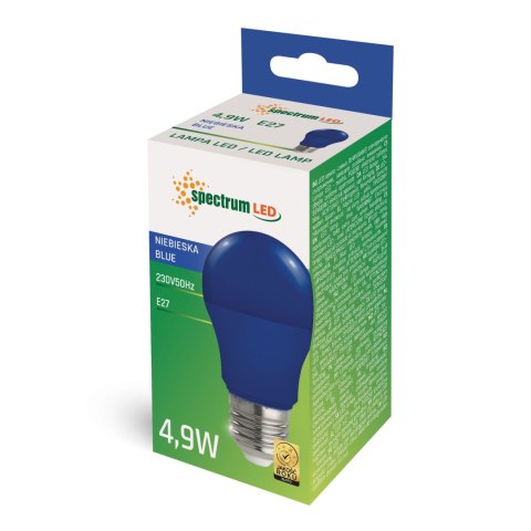 LED GLS E-27 230V 4.9W NIEBIESKI SPECTRUM LED GLS E-27 230V 4.9W NIEBIESKI SPECTRUM