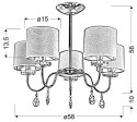 Lampa sufitowa wisząca ESTERA chrom abażur z tkaniny 5xE14_wymiar