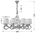 Lampa wisząca żyrandol DENIS chrom 8xE14_wymiary