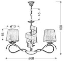 Lampa wisząca żyrandol DENIS chrom+złoty 3xE14 wymiar