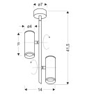 Lampa sufitowa TUBA LED biała regulowana 2x5W 4000K Candellux 32-76274_wymiary