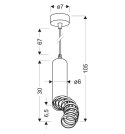  Lampa wisząca TUBA  biała regulowana Candellux 31-77707_wymiary