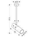 Lampa wisząca TUBA biało-czarna regulowana Candellux 31-77912_wymiary