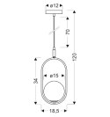 Lampa Wisząca CORDEL złoty szczotkowany Candellux 31-26255_wymiary